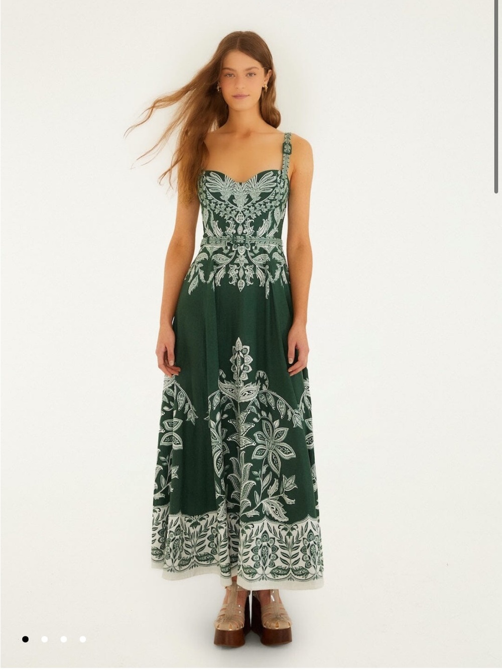 FARM Rio SOLD OUT Dark Green Miranda Buckles Maxi Dress linen